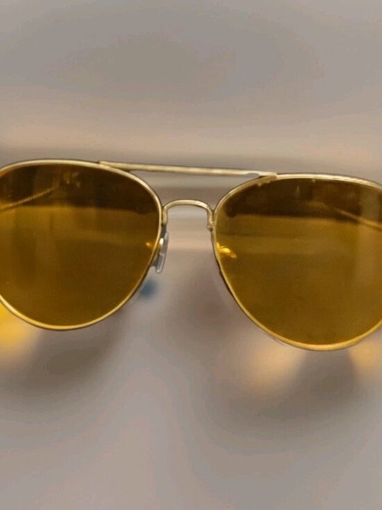 Retro Yellow Amber Lens Gold Aviator Sunglasses main image 4